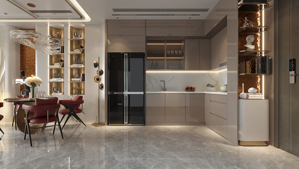 Khu vực bếp gọn gàng